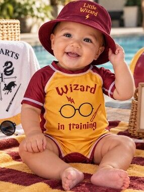 Harry Potter Wizard in Training Baby Rash Guard Romper 6-9M